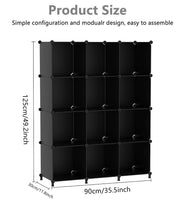 1 x RAW Customer Returns AWTATOS wardrobe with 12 cubes, storage shelves, DIY shelf cubes, PP plug-in shelf plastic, children s shelf, toy shelf, folding cupboard, shelves, standing shelf, black ULPZ006 - RRP €33.98