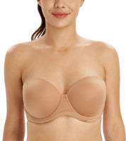 1 x RAW Customer Returns Lemorosy - Strapless Bra with Underwire Push up for Women Plus Size Bra Backless Basic Bra Full Cup Multipositions 105G, Walnut - RRP €25.2