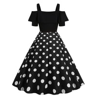 1 x RAW Customer Returns Wellwits Women s Black Top Red Polka Dots Celebration Retro 1950s Dress 2XL - RRP €26.98