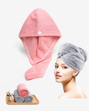 1 x RAW Customer Returns Lumimi set of 2 hair turban head towel made of microfibre, extra absorbent, quick-drying, fluffy, button closure, pink grey - RRP €8.85