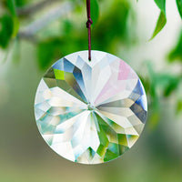 1 x RAW Customer Returns Bauhinia Hanging Faceted Crystals Large Window Prisms Sun Catcher Ornament Rainbow Maker Chandelier Crystal Pendants 85mm Round  - RRP €14.99