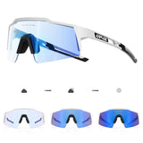 1 x RAW Customer Returns KAPVOE Photochromatic Self-tinting Cycling Glasses TR90 Frame for Men Women Clear Sports Sunglasses Sports Cycling MTB Cycling Glasses Driving Sports Glasses Baseball Running Blue White 03 - RRP €37.98