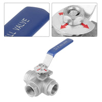 1 x RAW Customer Returns Stainless steel SUS304 pipe ball valve 3-way T-type internal thread 3 4 DN20 - RRP €34.32