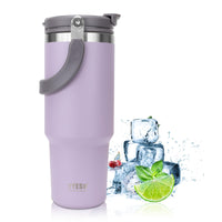 1 x RAW Customer Returns Riley Joy thermal mug 900ml, 1200ml drinking cup with lid and straw made of stainless steel. Insulation of hot and cold drinks. Coffee mug for water, coffee or iced tea purple, 1200 ml  - RRP €26.21