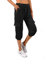 1 x RAW Customer Returns heekpek Capri Pants Women Summer 3 4 Jogging Pants Women Short Summer Pants Lightweight Casual Loose Elastic Drawstring Pants with Pockets Leisure Pants Sweatpants, XXL, Black - RRP €22.99