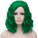 1 x RAW Customer Returns TANTAKO Short Bob Wavy Green Wig for Women Ladies Synthetic Full Hair Wigs for Halloween Cosplay Costume Green  - RRP €24.19