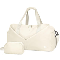 1 x RAW Customer Returns Ceneda sports bags Classic travel bag with shoe compartment and toiletry bag Sports bag women men Portable swimming bag Sports bag large Gym travel bag Weekend bag Yoga bag ivory  - RRP €37.3