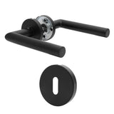 1 x RAW Customer Returns AwmnSrman door handles interior doors doorknob door handle set stainless steel toilet the shape of L BB-lock black - RRP €15.99