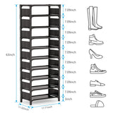 1 x RAW Customer Returns 10-Tier Tall Narrow Shoe Rack Sturdy Stackable Shoe Storage Rack Holds 20-25 Pairs Vertical Shoe Rack for Closet Entryway Black - RRP €26.99