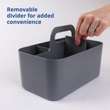 1 x RAW Customer Returns BLUE GINKGO Multipurpose Basket Organizer - Stackable Plastic Basket with Handle Cleaning Basket, Craft Basket, Desk Basket, Art and Makeup Storage Rectangle - Gray - RRP €19.15