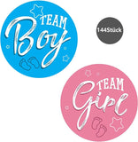 4 x Brand New Gender Reveal Stickers Boy or Girl Gender Reveal Party Decoration, 144 Pieces Team Boy and Team Girl Baby Gender Reveal Party Decoration Baby Gender Announce Baby Shower Decoration - RRP €81.6