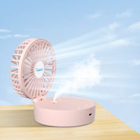 1 x RAW Customer Returns Handheld fan, portable mini fan with cool mist and rechargeable battery, foldable small pocket fan, 7 colors night lights, USB fan 3 speeds for women, children pink  - RRP €19.99