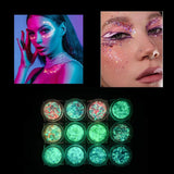 1 x Brand New ANBOO 12 Color Face Glitter Makeup Bomb Sequin Hair and Body Biodegradable Sequins Glitter Glue Festival Fluorescent Face Sequin Chunky Glitter Body Hair Gel - RRP €16.8