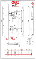 1 x RAW Customer Returns AGB Recessed Internal Door Lock PATENT LARGE series. Fr. 18x238, In. 90, En. 50, Qu. 8., LATCHBOLT KEY, MATT CHROME  - RRP €27.75