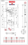 1 x RAW Customer Returns AGB Recessed Internal Door Lock PATENT LARGE series. Fr. 18x238, In. 90, En. 50, Qu. 8., LATCHBOLT KEY, MATT CHROME  - RRP €27.75