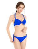 1 x RAW Customer Returns EONAR Women s Side Tied Bikini Sets Detachable Swimwear Push up Bikini Top with Halter Straps XL, Blue  - RRP €31.26