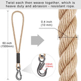 1 x RAW Customer Returns BeneLabel Hanging Rope, 1.5M Hammock Swing Strap Attachment Suspension Cord with Hook 400lbs for Outdoor Tree Hanging Chair Playground Set, 2500lbs, 10mm Diameter, Off-white - RRP €22.99