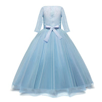 1 x RAW Customer Returns TTYAOVO Girls Pageant Princess Flower Dress Kids Prom Puffy Tulle Ball Gowns Size 130 6-7 Years 378 Blue - RRP €35.59