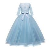 1 x RAW Customer Returns TTYAOVO Girls Pageant Princess Flower Dress Kids Prom Puffy Tulle Ball Gowns Size 160 11-12 Years 378 Blue - RRP €36.53