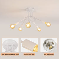 1 x RAW Customer Returns Reserve Vintage Ceiling Lamp, Modern E27 Industrial Ceiling Light, 5-Light Metal Chandelier for Living Room, Kitchen, Bedroom, Restaurant, Cafe, White Without Bulbs  - RRP €38.99