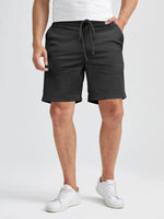 1 x RAW Customer Returns Tongmingyun Shorts Men s Linen Bermuda Pants Casual Classic Shorts Elastic Waist Summer Beach Lightweight Board Slim Fit with Pockets Black L - RRP €25.99