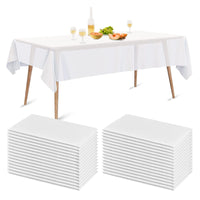 1 x RAW Customer Returns RNGWAPER Disposable Tablecloth 150 x 240cm, 20pcs Waterproof Table Cover with PE Film Disposable Table Cover Made of Nonwoven Fabric White Tablecloths for Wedding, Party, Birthday - RRP €33.44