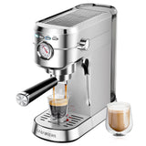 1 x RAW Customer Returns CASABREWS espresso portafilter machine 20 bar, stainless steel espresso machine with professional milk frother, small coffee machine espresso for cappuccino, latte macchiato, 1L water tank, silver - RRP €145.99