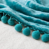 1 x RAW Customer Returns MIULEE Plaid Fleece Blanket in Velvet Flannel 1 Piece Fluffy Soft Warm Fur with Pompom for Bed Sofa Bedroom Balcony Travel Baby Felt 170X210CM Sea Green - RRP €32.45