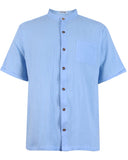 1 x RAW Customer Returns YAOBAOLE Linen Shirt Men s Short Sleeve Shirts for Men Summer Shirt Men s Casual Shirt Light Blue XL - RRP €24.18