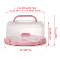 1 x RAW Customer Returns Spesh Round Cake Carrier with Handle 10 Inch Cake Container Reusable Cake Butler with Cutting Grooves PP Plastic Cake Container 30x15 cm Pink  - RRP €30.11