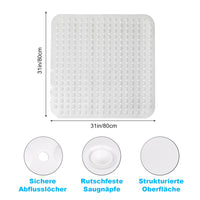 1 x RAW Customer Returns Skin-Friendly Square Shower Mat 80 x 80cm Extra Non-slip Mildew Resistant Machine Washable BPA Free Latex Free - RRP €22.8