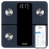 1 x RAW Customer Returns Vitafit body fat scale personal scale with APP 180kg, body analysis scale with Bluetooth, scale for people with body fat and muscle mass, BMI, protein, BMR, black - RRP €25.2