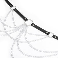 7 x Brand New Flovel Punk Leather Waist Chain Black Layered Body Chains Rave Nightclub Belly Chain Jewelery for Women and Girls - RRP €69.93