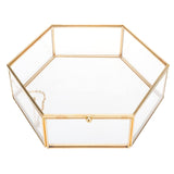 1 x RAW Customer Returns Homtone 11cm Golden Vintage Glass Box, Hexagon Glass Jewelry Box, Transparent Glass Jewelry Storage Organizer for Jewelry, Keepsakes, Bracelets - RRP €26.17