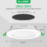 1 x RAW Customer Returns ALUSSO LED recessed lights ultra flat 10W 230V LED spots, 750lm warm white 3000K recessed spotlights installation depth 30mm, IP44 ceiling spotlights for bathroom, living room, kitchen, set of 6 - RRP €35.28