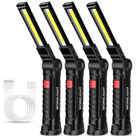 1 x RAW Customer Returns m MU 4 Pieces Rechargeable LED Flashlight, Bright Work Lamp, USB Rechargeable Inspection Lamps, Portable Lamp with Magnetic Base and Hanging Hook, 5 Modes for Emergency Car Repair - RRP €31.99