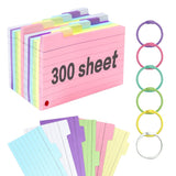 1 x RAW Customer Returns 300pcs index cards, index cards vocabulary cards with binder ring, 3.3 4.9 inch index cards lined index cards with ring for learning for school, office, home 6 colors  - RRP €9.91