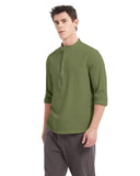 1 x RAW Customer Returns YAOBAOLE Linen Shirt Men Long Sleeve Shirt Button-down Casual Shirts Shirt Army Green L - RRP €25.19