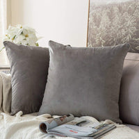 1 x RAW Customer Returns MIULEE Set of 2 Velvet Cushion Covers Decorative Cushion Covers Sofa Cushion Velvet Cushion Decorative Couch Cushion Cover for Sofa Living Room Bedroom 26 x 26 Inch 65 x 65 cm Grey - RRP €19.15