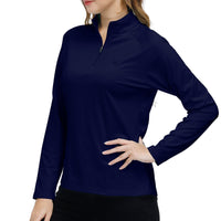 1 x RAW Customer Returns MoFiz Women s Sweatshirt Long Sleeve Sport Shirt 1 4 Zip Navy Blue S - RRP €27.99