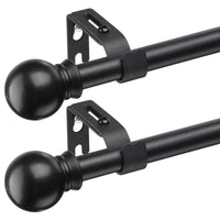 3 x Brand New Curtain rods with round finials 76 to 151 cm, 1.6 cm diameter Matt black curtain rod with brackets Fitting set window rods for living room outdoor area, 2 pieces - RRP €81.66