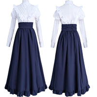 1 x RAW Customer Returns CR ROLECOS Women s Medieval Dress Victorian Dress Renaissance Dress for Women 1800s Classic 2-Piece Renaissance Dress Costume Navy Blue XL - RRP €54.35