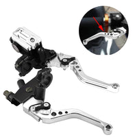 1 x RAW Customer Returns Keenso Motorcycle Brake and Clutch Levers, 1 Pair Motorcycle 7 8 Inch Handlebar Brake and Clutch Levers Master Cylinder Reservoir Lever Silver  - RRP €34.59