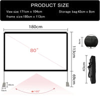 1 x RAW Customer Returns Projection Screen with Stand 80 Inch HD 4K Outdoor Indoor Projector Screen Quick Folding Portable Movie Screen 16 9 Full Set Bag for Home Theater, Camping and Leisure Events  - RRP €62.99