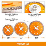 1 x RAW Customer Returns BGTEC 1 Piece 125mm X Mesh Turbo Diamond Blade Cutting Disc with M14 Flange for Marble Porcelain Ceramic Tile - RRP €18.99