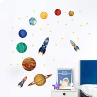 1 x Brand New decalmile wall sticker solar system planets wall sticker space owl rocket wall sticker children s room baby room playroom wall - RRP €20.4