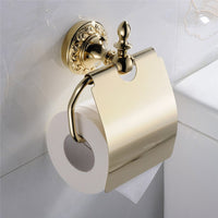 1 x RAW Customer Returns CASEWIND toilet roll holder gold, toilet paper holder wall mounting, wall toilet paper holder with lid brass for drilling - RRP €28.22