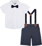 1 x RAW Customer Returns mintgreen Baby Boys Suits, Toddler White Shirt Pants Baptism Short Sleeve Matching Clothing Set with Straps, 2-3 Years - RRP €32.8