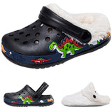 1 x RAW Customer Returns Hitopteu Children s Clogs Boys Girls Dinosaur Garden Shoes Slippers Garden Clogs Beach Slippers Dark Winter Black EU 30 - RRP €19.99