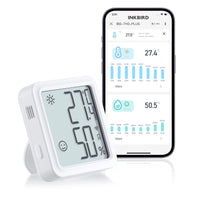 1 x RAW Customer Returns Inkbird WiFi Thermometer Hygrometer, IBS-TH3 Plus Indoor Temperature Humidity Sensor with Rechargeable Battery, LCD Display, App Notification, Data Storage Export, for Greenhouse, Home - RRP €39.58